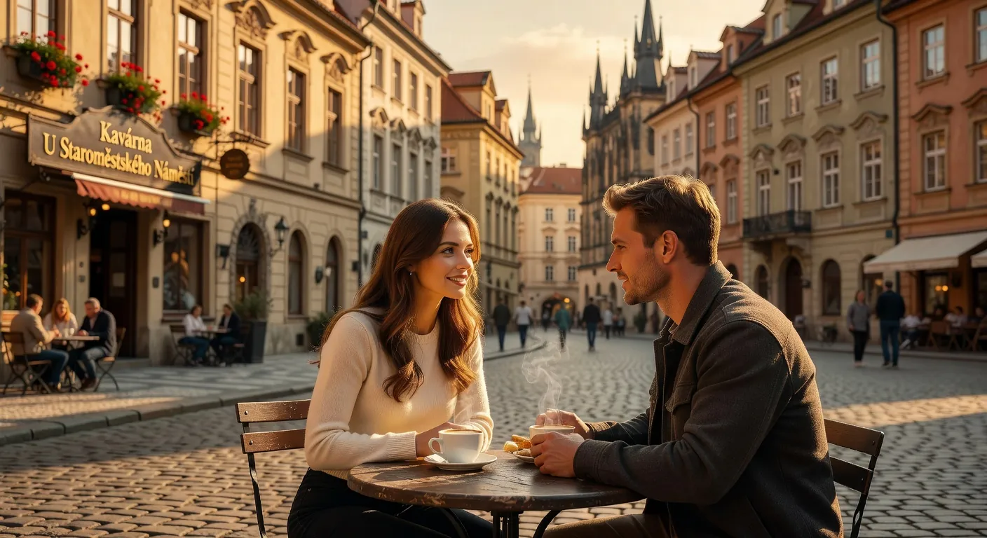 Couple franco-slave illustrant la rencontre interculturelle entre Occidental et femme d'Europe de l'Est